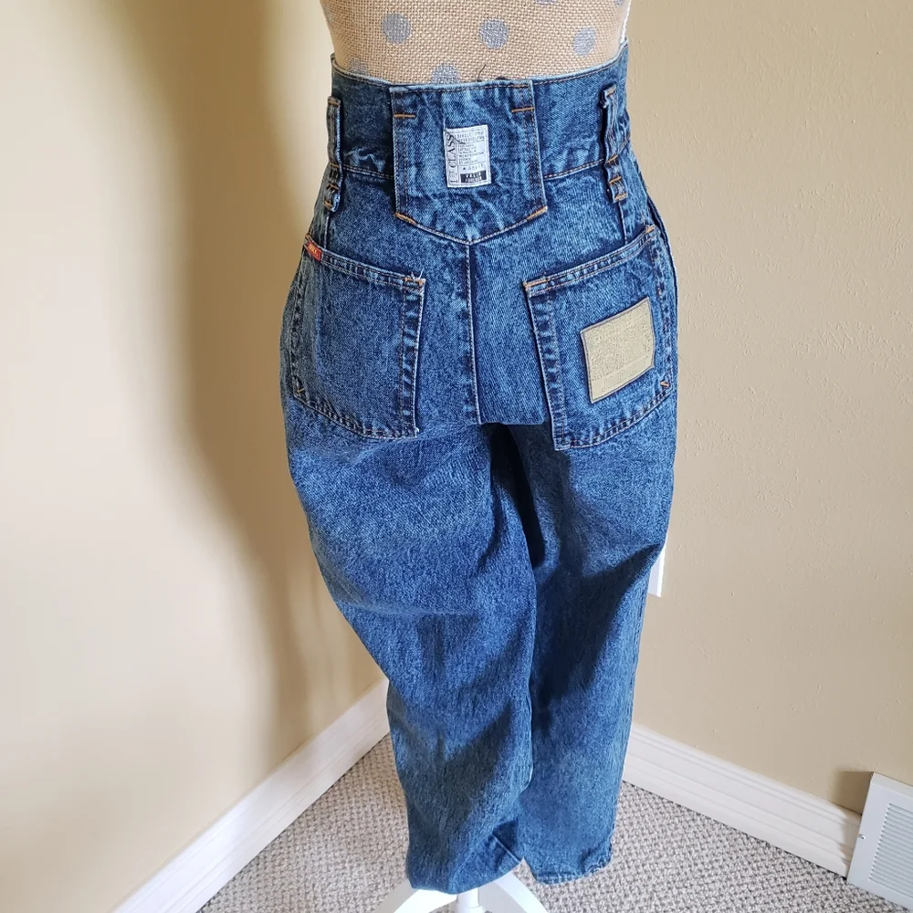 Vintage Jordache 24" waist high rise pleated jeans Barrel Leg - Picture 6 of 16